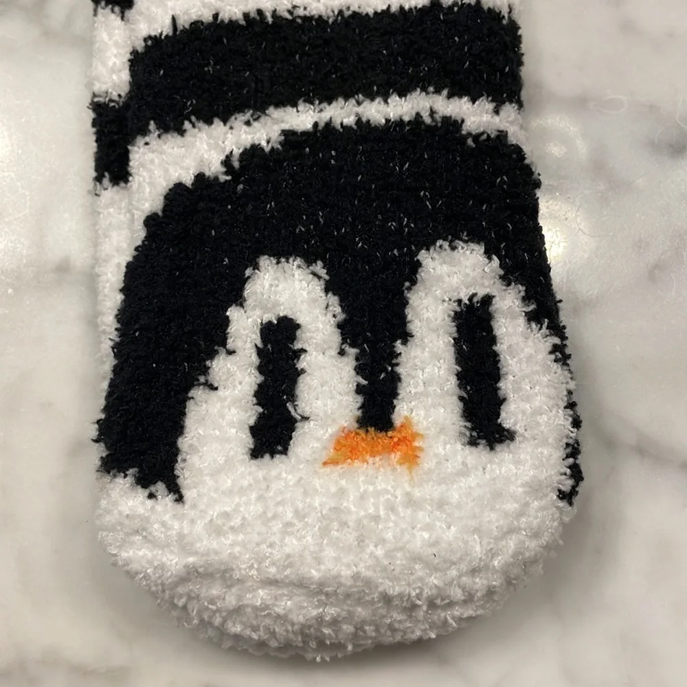 Snugadoo Women's Two Pairs of Fuzzy Socks Penguin And Stripes